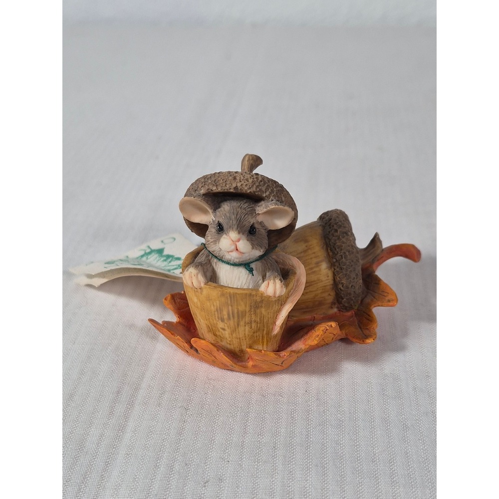 Silvestri Dean Griff Mouse in Acorn Figurine Autumn Leaf Fall Decor 1993